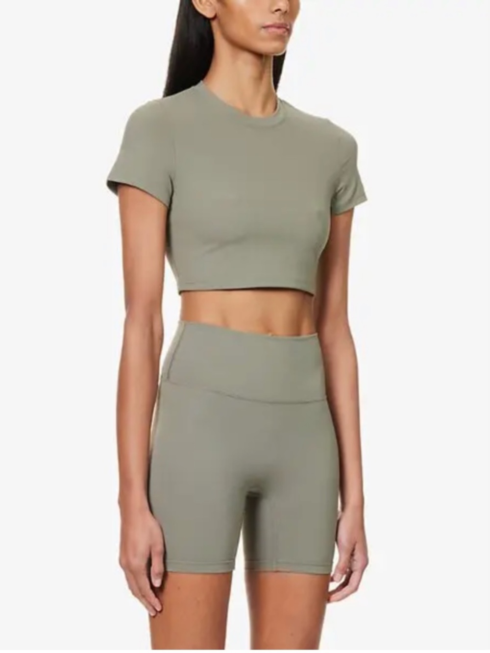 NWT Adanola Short Sleeve Crop Top - Olive Green